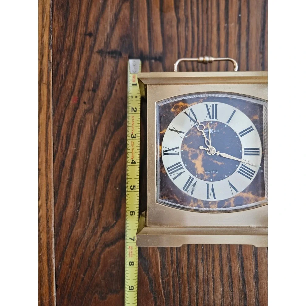 Howard Miller Gold Tortoise Shell Quartz Alarm Clock Japan 4RE503 Carriage Style